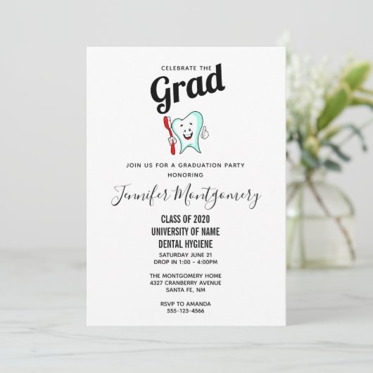 Fijne tandheelkundige verzorging met tandenborstel kaart (Staand voorkant)