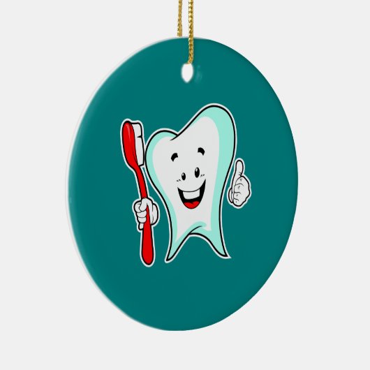 Fijne tandheelkundige verzorging met tandenborstel keramisch ornament (Rechts)