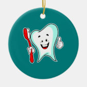 Fijne tandheelkundige verzorging met tandenborstel keramisch ornament (Voorkant)