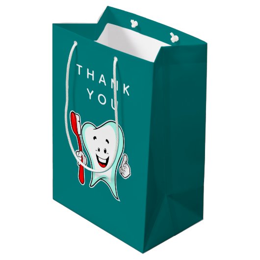 Fijne tandheelkundige verzorging met tandenborstel medium cadeauzakje (Achterkant Gekanteld)