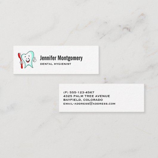 Fijne tandheelkundige verzorging met tandenborstel mini visitekaartje (Voorkant / Achterkant)