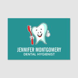 Fijne tandheelkundige verzorging met tandenborstel naamplaatje