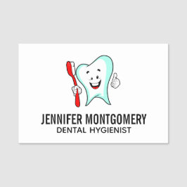 Fijne tandheelkundige verzorging met tandenborstel naamplaatje