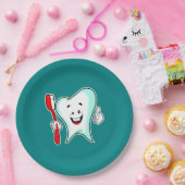 Fijne tandheelkundige verzorging met tandenborstel papieren bordje (Feest)