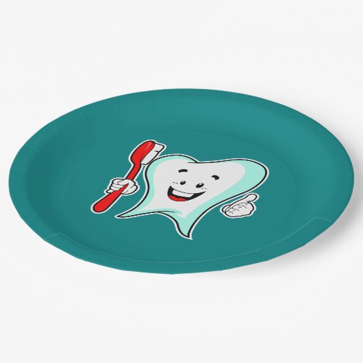 Fijne tandheelkundige verzorging met tandenborstel papieren bordje (Gekanteld)