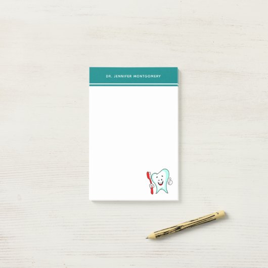 Fijne tandheelkundige verzorging met tandenborstel post-it® notes (Op bureau)