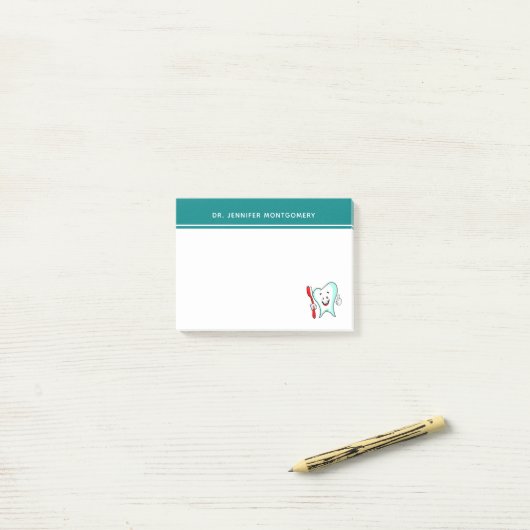 Fijne tandheelkundige verzorging met tandenborstel post-it® notes (Op bureau)