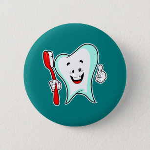 Fijne tandheelkundige verzorging met tandenborstel ronde button 5,7 cm