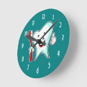 Fijne tandheelkundige verzorging met tandenborstel ronde klok (Hoek)