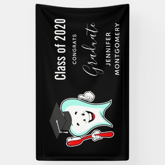 Fijne tandheelkundige verzorging met tandenborstel spandoek (Verticaal)