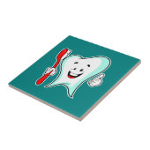 Fijne tandheelkundige verzorging met tandenborstel tegeltje (Zijkant)