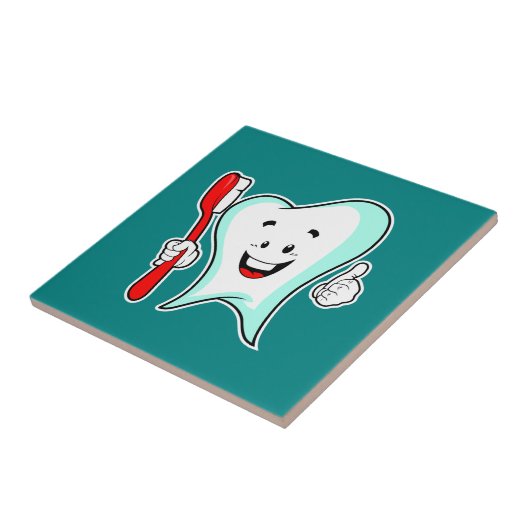 Fijne tandheelkundige verzorging met tandenborstel tegeltje (Zijkant)