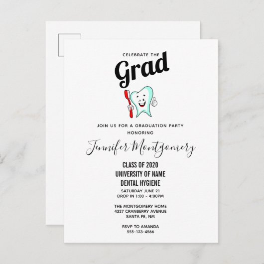 Fijne tandheelkundige verzorging met tandenborstel uitnodiging briefkaart (Voorkant / Achterkant)