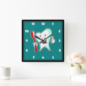 Fijne tandheelkundige verzorging met tandenborstel vierkante klok (Huis)