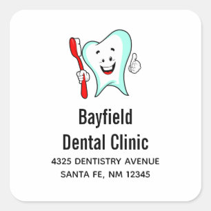 Fijne tandheelkundige verzorging met tandenborstel vierkante sticker