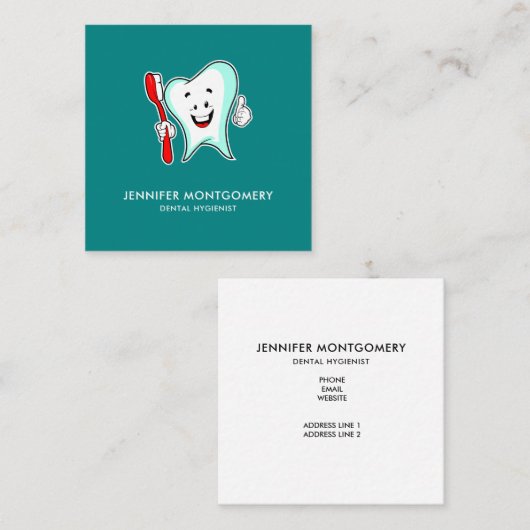 Fijne tandheelkundige verzorging met tandenborstel vierkante visitekaartje (Voorkant / Achterkant)