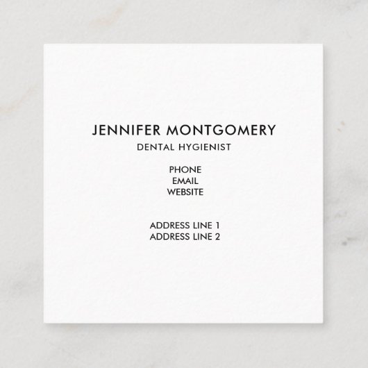 Fijne tandheelkundige verzorging met tandenborstel vierkante visitekaartje (Achterkant)
