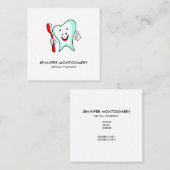 Fijne tandheelkundige verzorging met tandenborstel vierkante visitekaartje (Voorkant / Achterkant)