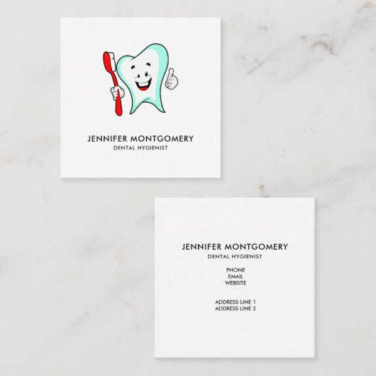Fijne tandheelkundige verzorging met tandenborstel vierkante visitekaartje (Voorkant / Achterkant)
