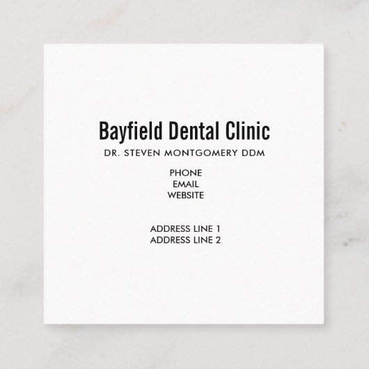 Fijne tandheelkundige verzorging met tandenborstel vierkante visitekaartje (Achterkant)