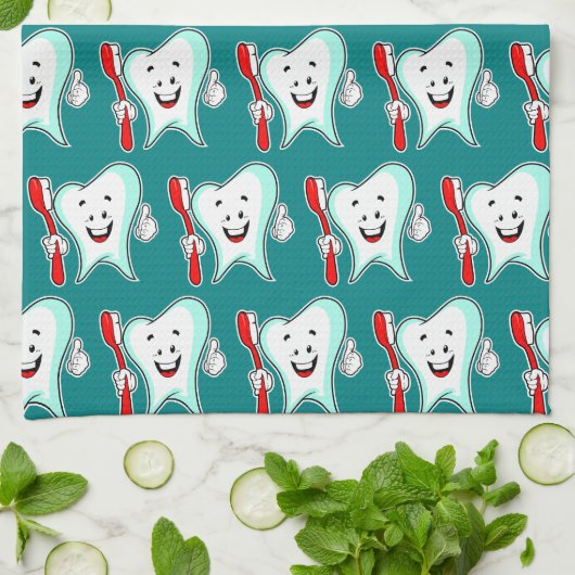 Fijne tandheelkundige verzorging met tandwielborst theedoek (Gevouwen)