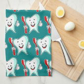 Fijne tandheelkundige verzorging met tandwielborst theedoek (Quarter Fold)