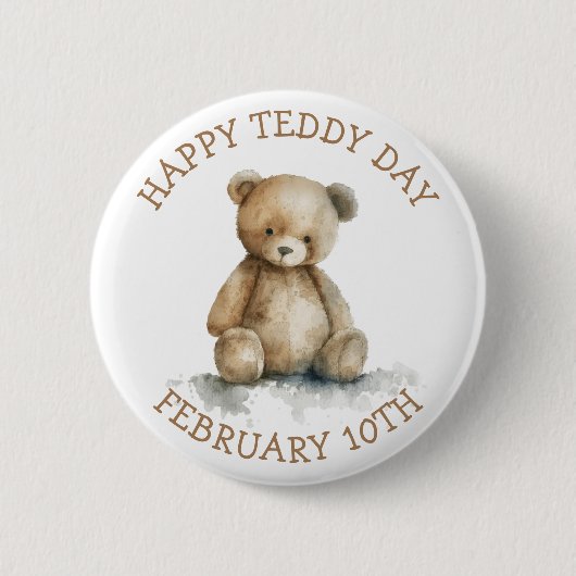 Fijne Teddydag | 10 februari Ronde Button 5,7 Cm (Voorkant)
