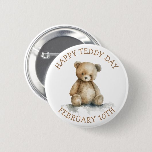 Fijne Teddydag | 10 februari Ronde Button 5,7 Cm (Voorkant /achterkant)