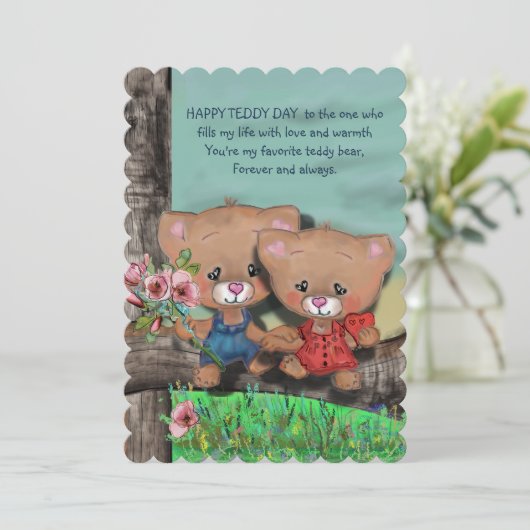 Fijne Teddydag Feestdagenkaart (Staand voorkant)