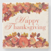 Fijne Thanksgiving 2024 Stenen Onderzetter (Voorkant)