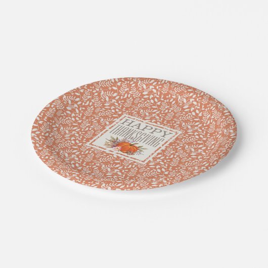 Fijne Thanksgiving | Autumn Harvest Leaf Pattern Papieren Bordje (Gekanteld)