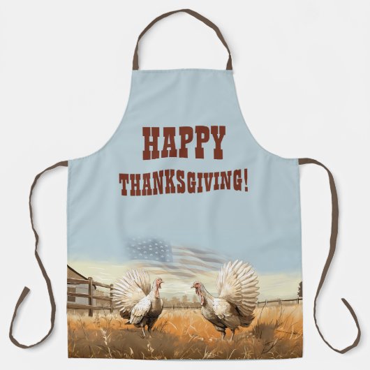 Fijne Thanksgiving! Bewerkbare mannen Schort (Voorkant)