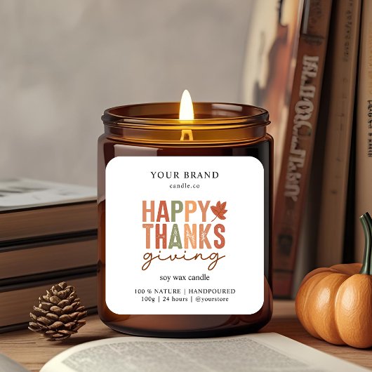 Fijne Thanksgiving | Candle Business Branding Vierkante Sticker
