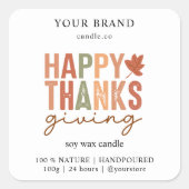 Fijne Thanksgiving | Candle Business Branding Vierkante Sticker (Voorkant)