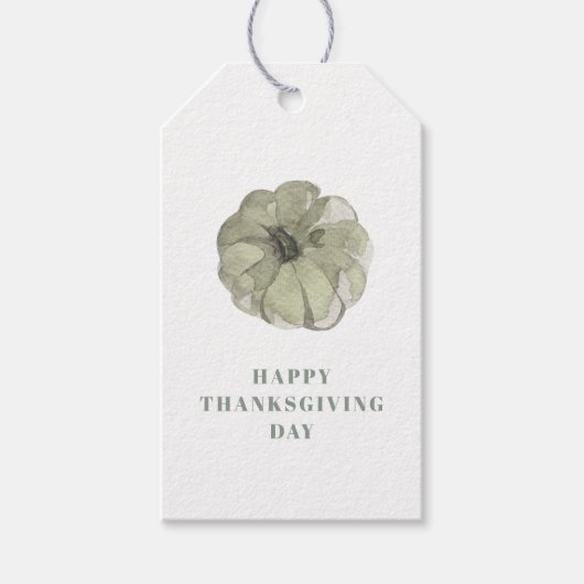 Fijne Thanksgiving Dag | Groene pompoen Cadeaulabel (Voorkant)
