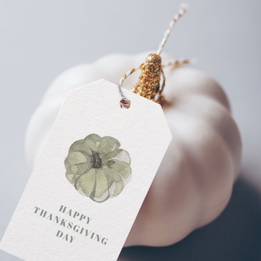 Fijne Thanksgiving Dag | Groene pompoen Cadeaulabel
