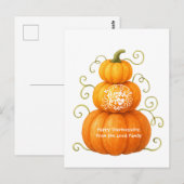 Fijne Thanksgiving Dankbare Pompoenen Briefkaart (Voorkant / Achterkant)