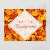 Fijne Thanksgiving | Elegante gouden rode val blad Feestdagenkaart (Voorkant)