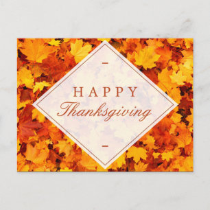 Fijne Thanksgiving   Elegante gouden rode val blad Feestdagenkaart
