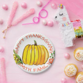 Fijne Thanksgiving Family Celebration. Papieren Bordje (Feest)