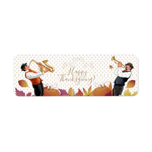 Fijne Thanksgiving! Friendsgiving Jazz Muziek Retr Etiket (Voorkant)