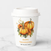 Fijne Thanksgiving |Herfst vakantie Turkije diner Papieren Bekers (Achterkant)