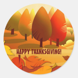 Fijne Thanksgiving. Herfstlandschap Ronde Sticker