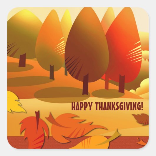 Fijne Thanksgiving. Herfstlandschap Vierkante Sticker (Voorkant)
