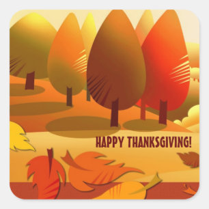 Fijne Thanksgiving. Herfstlandschap Vierkante Sticker