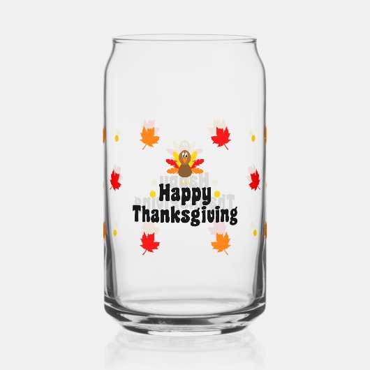 Fijne Thanksgiving Kan Glas Herfst Drinkware (Voorkant)