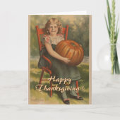 Fijne Thanksgiving |  meisje met pompoen Kaart (Voorkant)