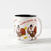 Fijne Thanksgiving met dankzeggingen Tweekleurige Koffiemok (Voorkant rechts)