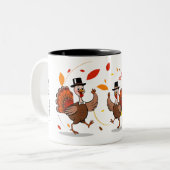 Fijne Thanksgiving met dankzeggingen Tweekleurige Koffiemok (Voorkant links)