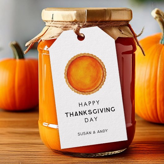 Fijne Thanksgiving met pompoentaart Cadeaulabel
